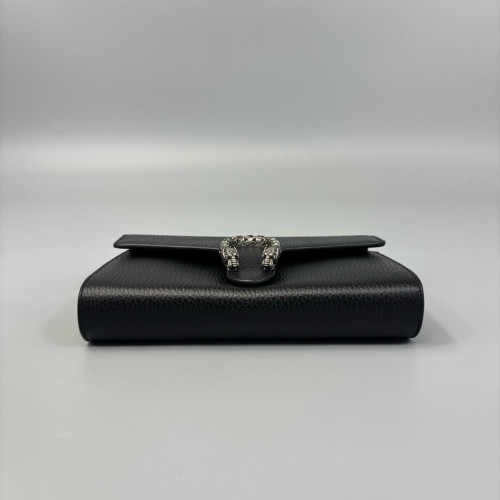 Gucci Mini Dionysus Chain Wallet Grained Calfskin Black
