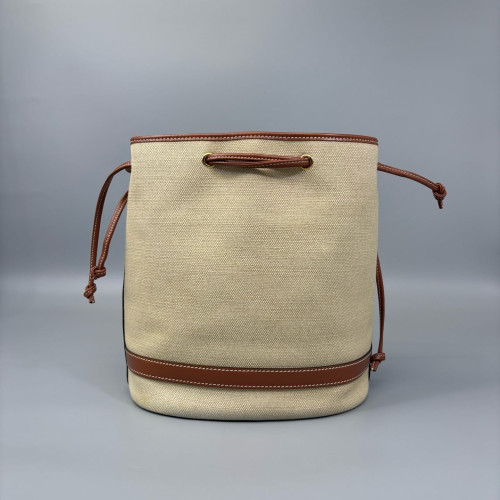 Celine Triomphe Bucket Canvas Beige Brown