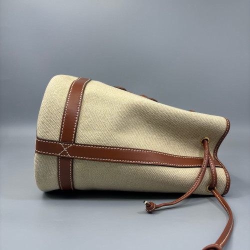 Celine Triomphe Bucket Canvas Beige Brown