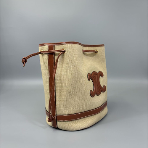 Celine Triomphe Bucket Canvas Beige Brown