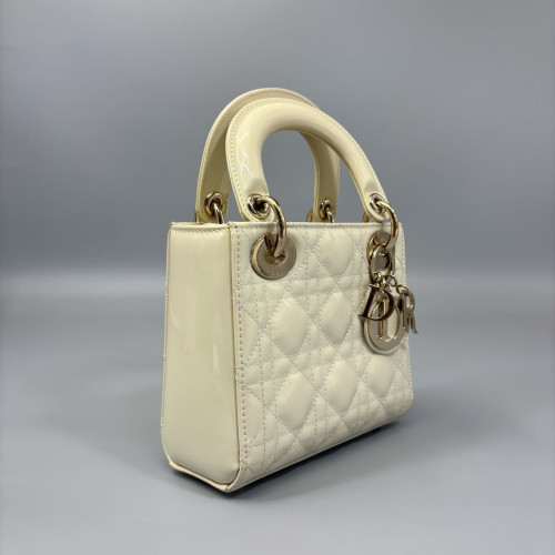 Dior Mini Lady Dior Patent Calfskin Beige Dior Mini Lady Dior Patent Calfskin Beige