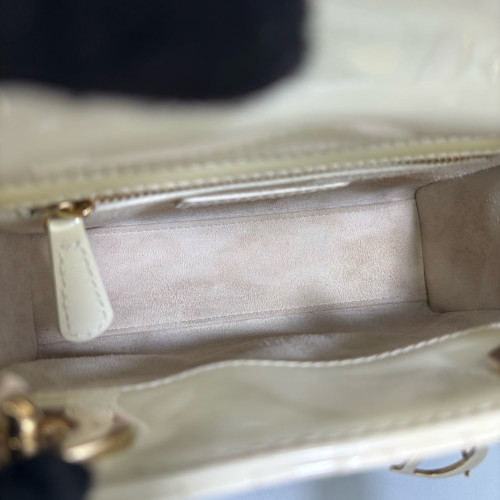 Dior Mini Lady Dior Patent Calfskin Beige Dior Mini Lady Dior Patent Calfskin Beige