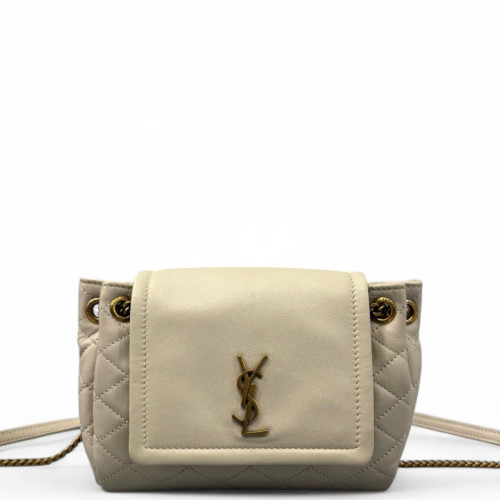 Yves Saint Laurent Mini Nolita Shoulder Bag Calfskin Beige