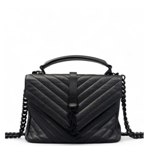 Yves Saint Laurent Medium College Calfskin Black