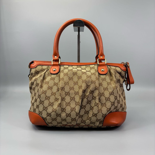 Gucci Tote Bag GG Supreme Monogram Beige Brown Orange