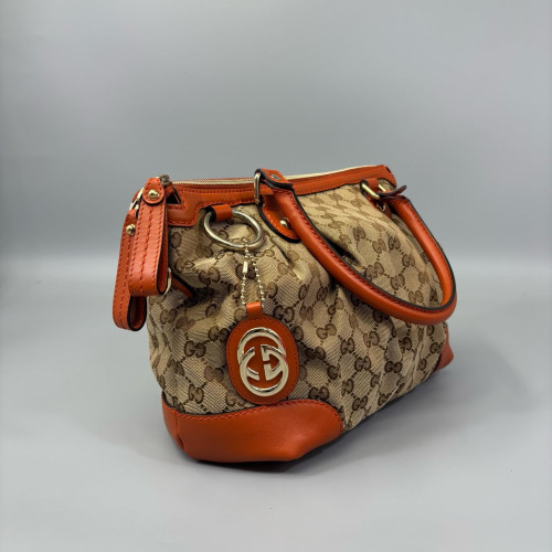 Gucci Tote Bag GG Supreme Monogram Beige Brown Orange