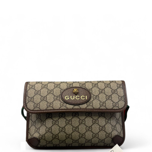 Gucci Web Neo Vintage Belt Bag GG Supreme Monogram Brown Beige