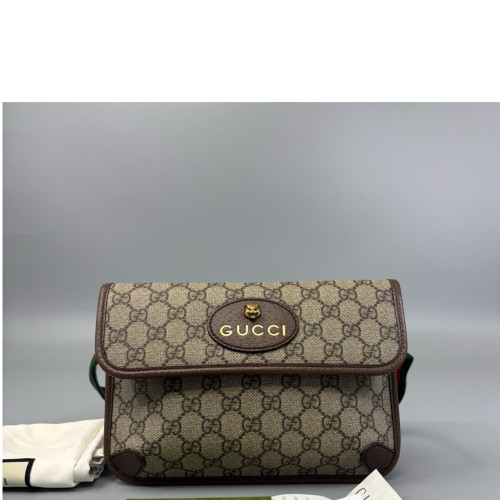 Gucci Web Neo Vintage Belt Bag GG Supreme Monogram Brown Beige