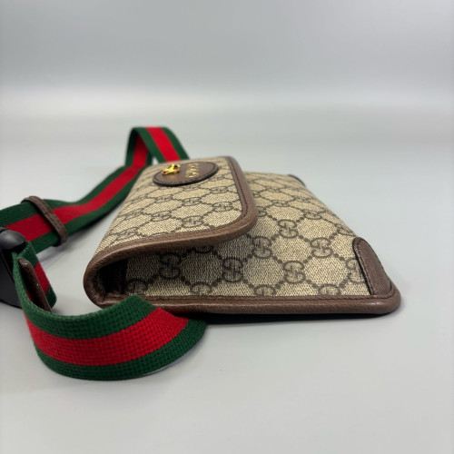 Gucci Web Neo Vintage Belt Bag GG Supreme Monogram Brown Beige