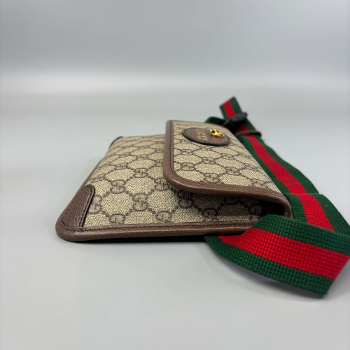 Gucci Web Neo Vintage Belt Bag GG Supreme Monogram Brown Beige