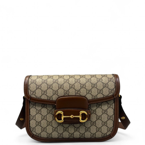 Gucci Medium Horsebit 1955 GG Supreme Monogram Brown Beige