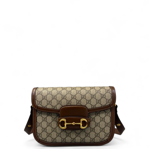 Gucci Medium Horsebit 1955 GG Supreme Monogram Brown Beige