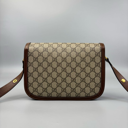 Gucci Medium Horsebit 1955 GG Supreme Monogram Brown Beige