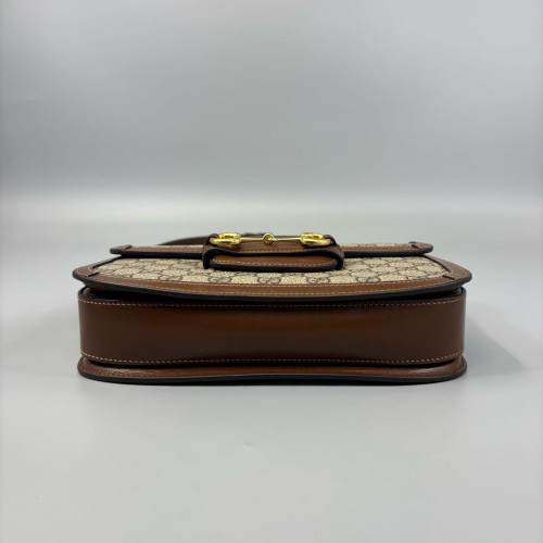 Gucci Medium Horsebit 1955 GG Supreme Monogram Brown Beige