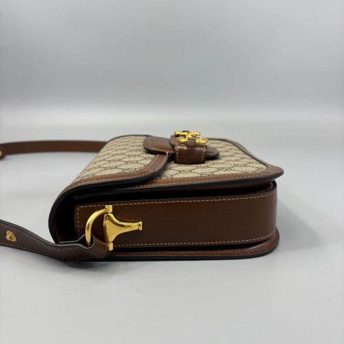 Gucci Medium Horsebit 1955 GG Supreme Monogram Brown Beige