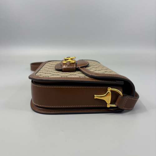 Gucci Medium Horsebit 1955 GG Supreme Monogram Brown Beige