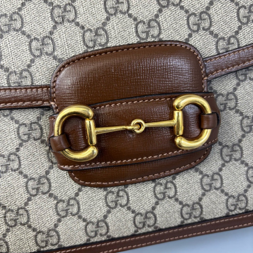 Gucci Medium Horsebit 1955 GG Supreme Monogram Brown Beige