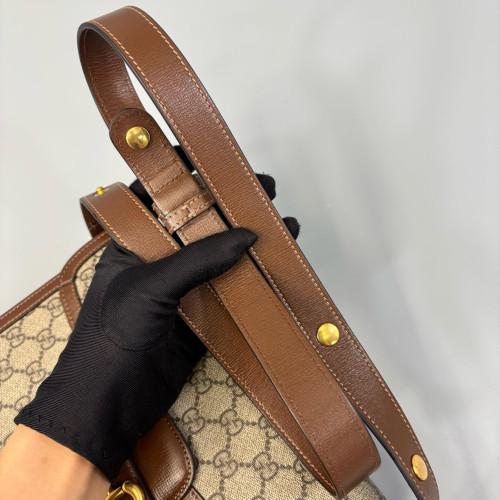 Gucci Medium Horsebit 1955 GG Supreme Monogram Brown Beige