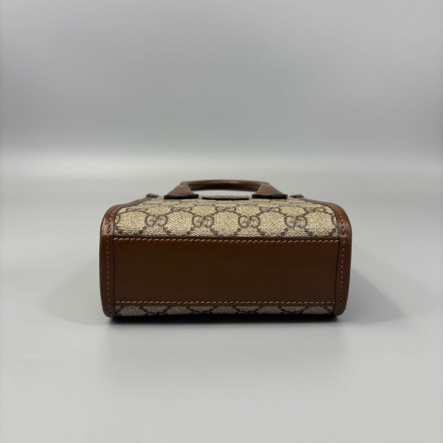 Gucci Mini Interlocking G Tote GG Supreme Monogram Brown Beige