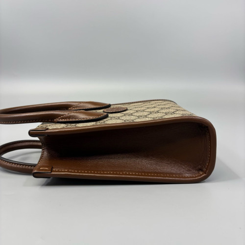 Gucci Mini Interlocking G Tote GG Supreme Monogram Brown Beige
