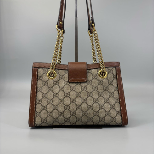 Gucci Small Padlock Tote GG Supreme Monogram Calfskin Brown