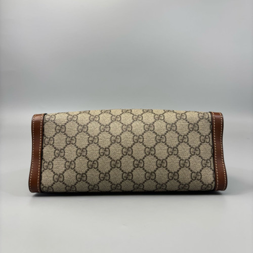 Gucci Small Padlock Tote GG Supreme Monogram Calfskin Brown