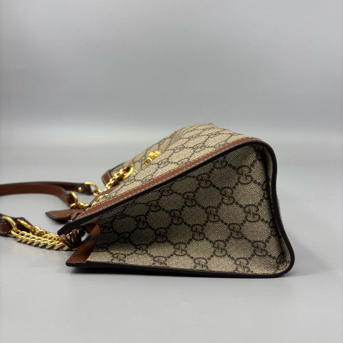 Gucci Small Padlock Tote GG Supreme Monogram Calfskin Brown