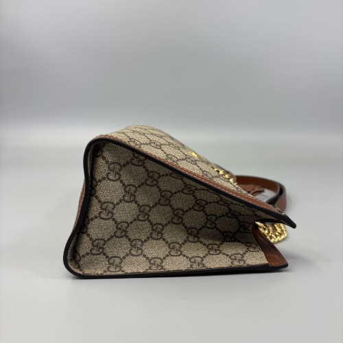 Gucci Small Padlock Tote GG Supreme Monogram Calfskin Brown