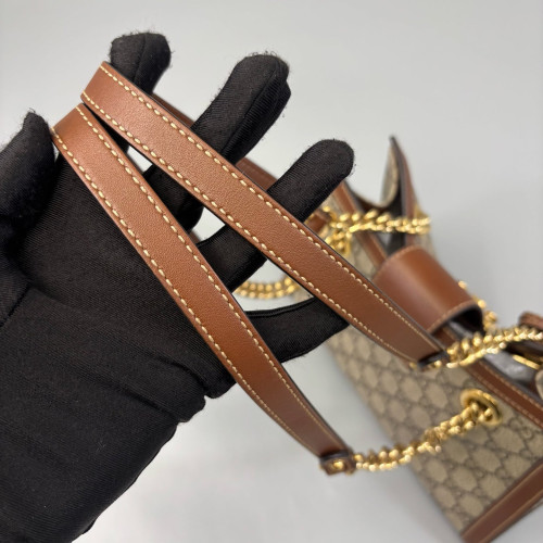Gucci Small Padlock Tote GG Supreme Monogram Calfskin Brown