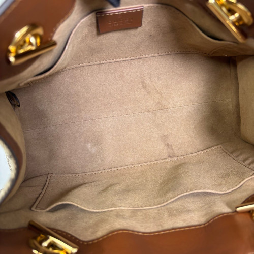 Gucci Small Padlock Tote GG Supreme Monogram Calfskin Brown