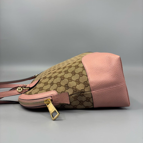Gucci Tote Bag GG Supreme Monogram Calfskin Brown Pink