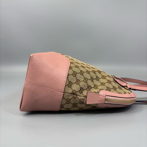 Gucci Tote Bag GG Supreme Monogram Calfskin Brown Pink