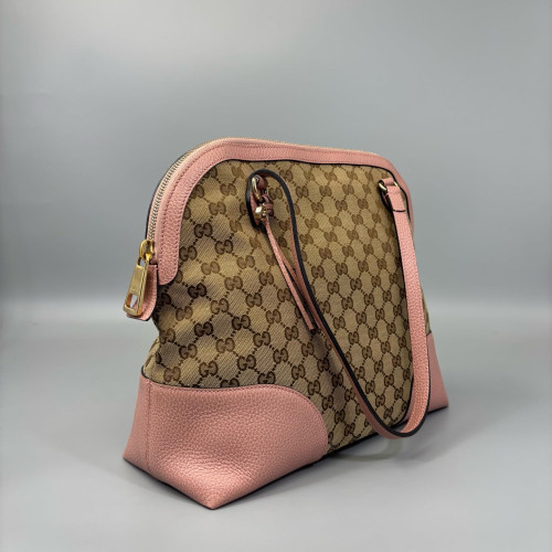Gucci Tote Bag GG Supreme Monogram Calfskin Brown Pink