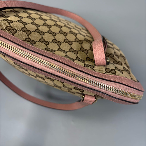 Gucci Tote Bag GG Supreme Monogram Calfskin Brown Pink