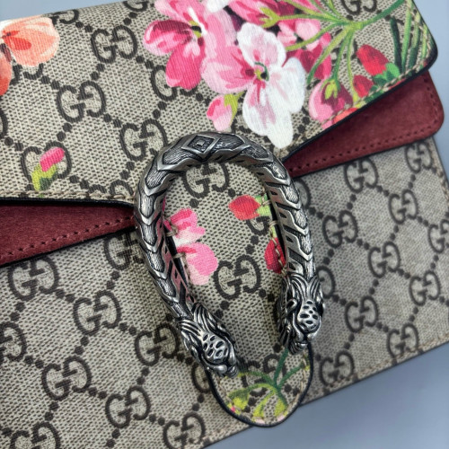 Gucci Mini Dionysus GG Supreme Monogram Blooms Brown Red Pink