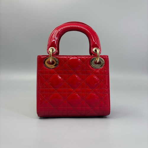 Dior Mini Lady Dior Patent Calfskin Red