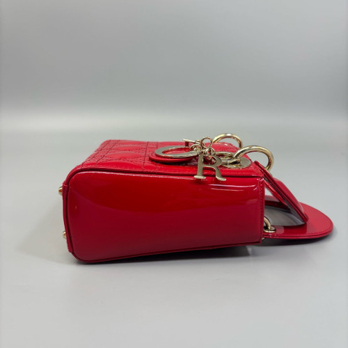 Dior Mini Lady Dior Patent Calfskin Red