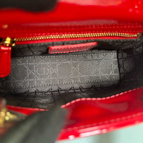 Dior Mini Lady Dior Patent Calfskin Red