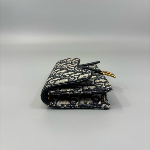 Dior Slim Saddle Pouch Oblique Black Beige Navy