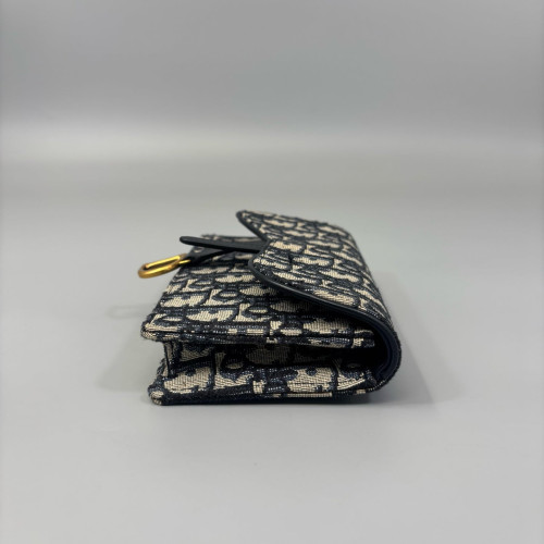 Dior Slim Saddle Pouch Oblique Black Beige Navy