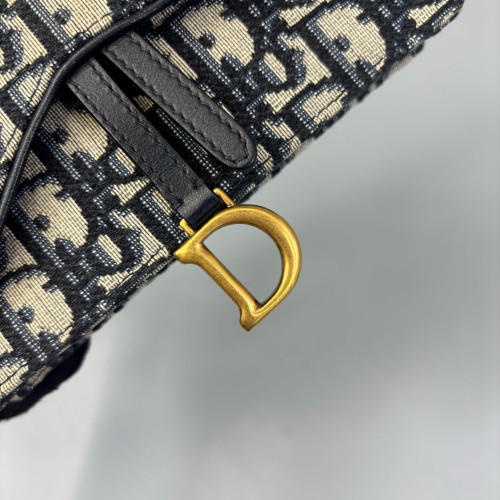 Dior Slim Saddle Pouch Oblique Black Beige Navy