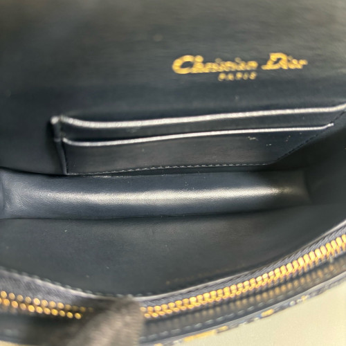Dior Slim Saddle Pouch Oblique Black Beige Navy