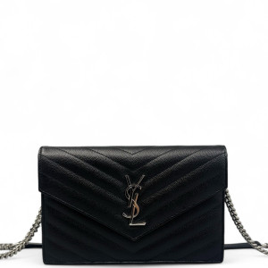 Yves Saint Laurent Small Envelope Chain Wallet Caviar Black Yves Saint Laurent Small Envelope Chain Wallet Caviar Black