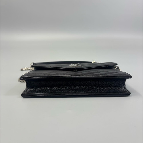 Yves Saint Laurent Small Envelope Chain Wallet Caviar Black