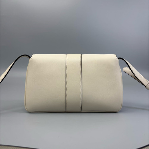 Gucci Small Arli Flap Shoulder Bag Calfskin White