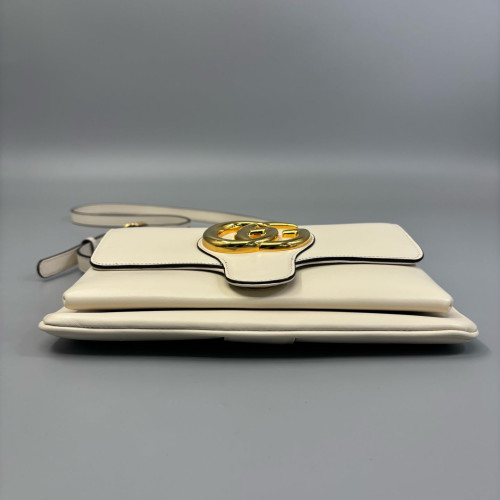 Gucci Small Arli Flap Shoulder Bag Calfskin White