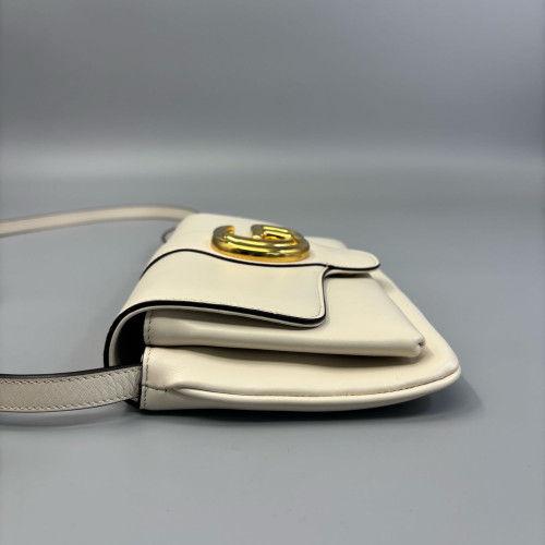 Gucci Small Arli Flap Shoulder Bag Calfskin White