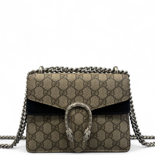 Gucci Mini Dionysus GG Supreme Monogram Suede Brown Black