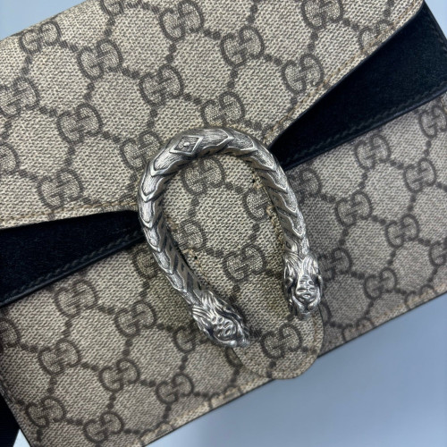 Gucci Mini Dionysus GG Supreme Monogram Suede Brown Black