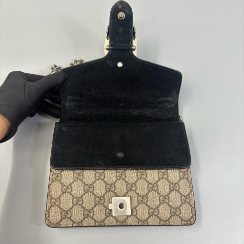 Gucci Mini Dionysus GG Supreme Monogram Suede Brown Black